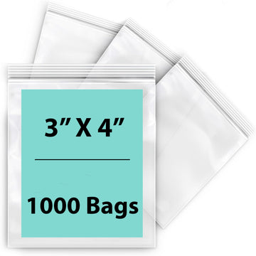 LDPE 2 mil Reclosable Zipper Poly Bags 3X4 inches 1000 Bags